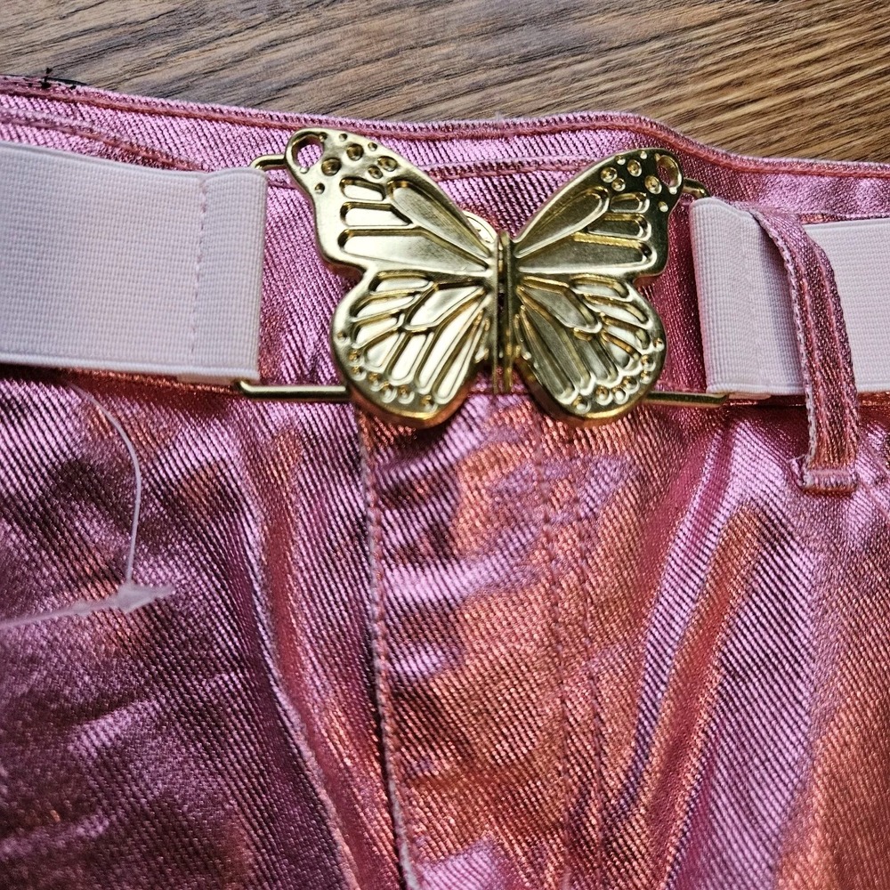WICKED x JUSTICE Pink High Rise Skirt Size 16 Butterfly Belt New With Tags